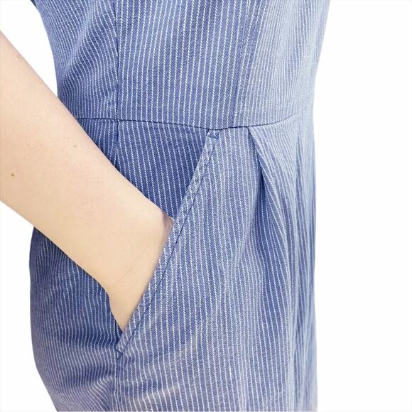 BRIXTON Beatrice Fitted Wide-Leg Jumpsuit in Blue & White Stripes Size S - Picture 4 of 10